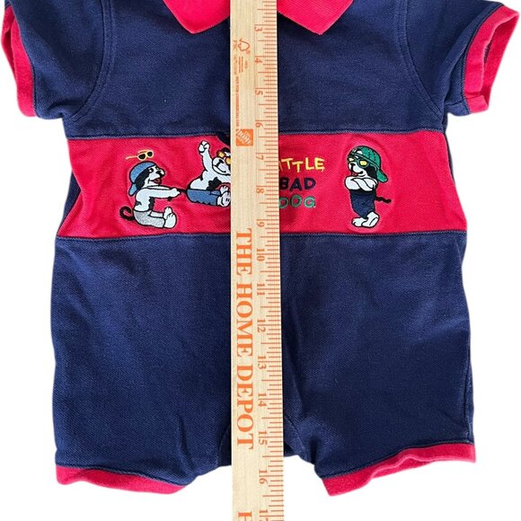 Vintage Little Big Dogs Romper Boys Toddler 12-18m "Bad Dog" Embroidered 90s - Picture 9 of 9